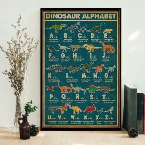 Alphabet Dinosaur vintage retro poster