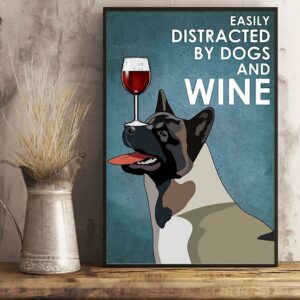 American Akita easily distracted by dogs and wine poster