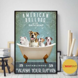 American Bulldog bath soap wash your paws canvas