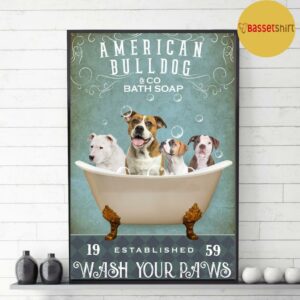 American Bulldog bath soap wash your paws canvas