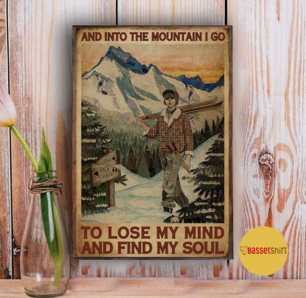 And into the mountain skiing vertical poster