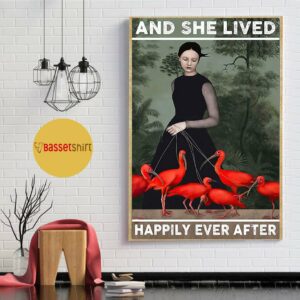 And she lived happily ever flamingo vintage poster 1