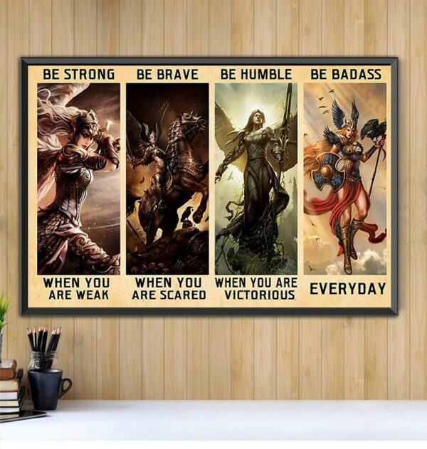 Angel Warrior Valkyrie be strong when you are weak poster canvas