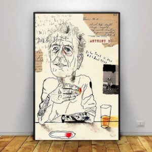 Anthony Bourdain drinking wine poster canvas 2