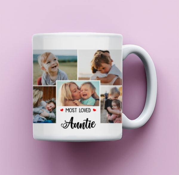 Auntie Gift, Custom Photo Mug, Auntie Coffee Mug, Aunt Christmas Gift, Most Loved Auntie Mug