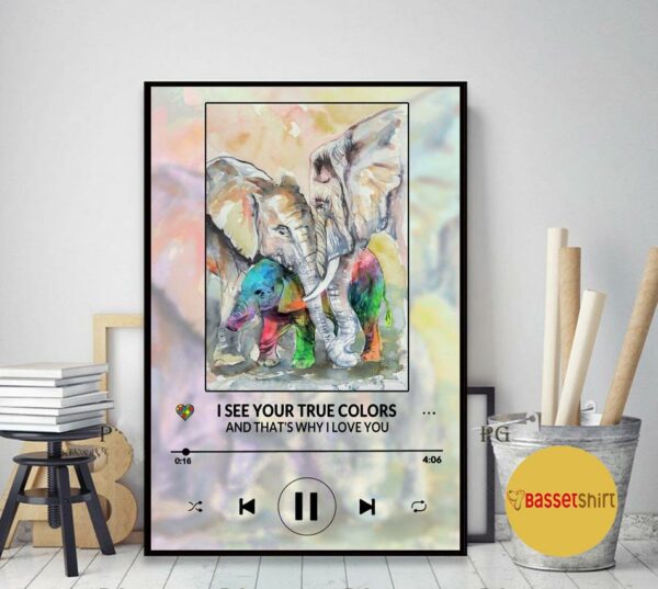 Autism Elephant I see your colors and that’s why I love you poster canvas