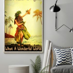 And I Think To Myself What A Wonderful World Hawaii Girl Vintage Poster, Canvas