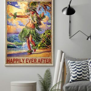 And She Lived Happily Ever After Hawaii Girl Vintage Poster, Canvas