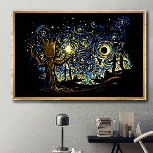 Baby Groot Starry Night poster canvas