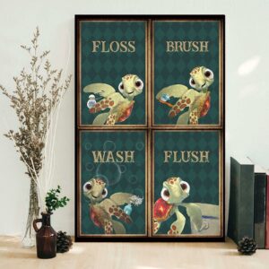 Baby turtle flosh brush wash flush poster