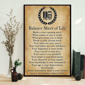 Balance sheet of life poster canvas