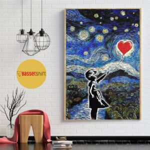 Banksy starry night heart balloon poster canvas