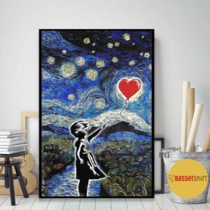 Banksy starry night heart balloon poster canvas