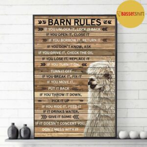 Barn Rules Alpaca wood poster canvas