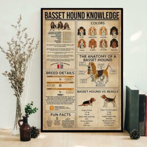 Basset Hound Knowledge poster canvas