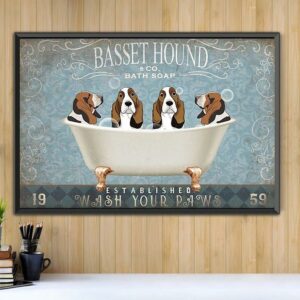 Basset Hound bath soap wash your paws horizontal canvas