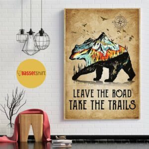 Bear hiking mountain leave the road take the trails canvas