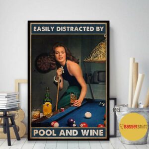 Beautiful lady easily distracted by pool and beer poster