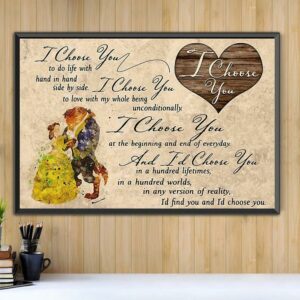 Beauty the Beast I choose you to do life with hand in hand canvas