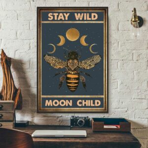 Bee moon phase stay wild moon child canvas