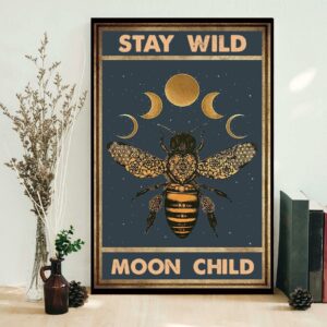 Bee moon phase stay wild moon child canvas