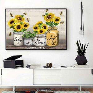 Bee sunflower today I choose joy wrapped canvas