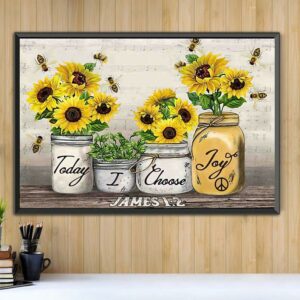 Bee sunflower today I choose joy wrapped canvas