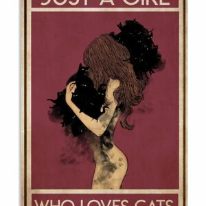 Black Cat Just A Girl Who Loves Cats Vintage Poster, Canvas