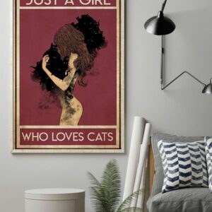 Black Cat Just A Girl Who Loves Cats Vintage Poster, Canvas