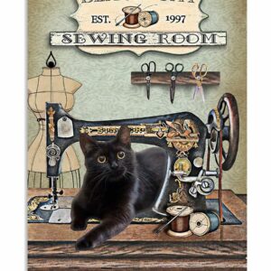 Black Cat Sewing Room Sewing Mends The Soul Vintage Poster, Canvas