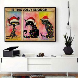 Black cat Christmas is this jolly enough landscape canvas