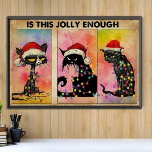 Black cat Christmas is this jolly enough landscape canvas