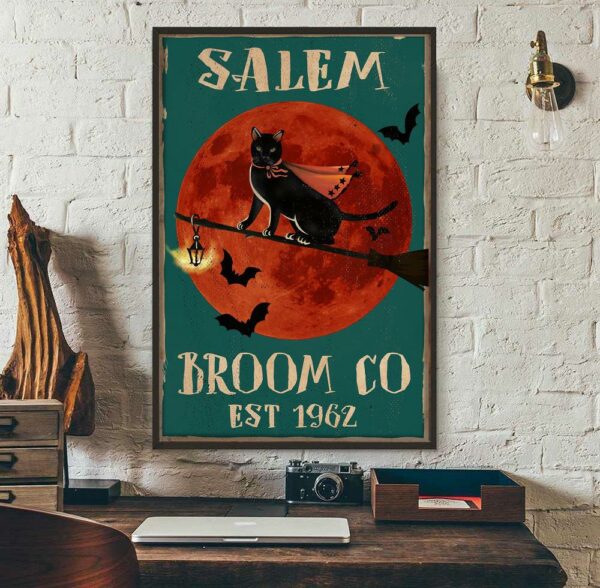 Black cat witch salem broom co est 1962 poster