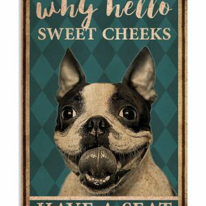 Boston Terrier Why Hello Sweet Cheeks Vintage Poster, Canvas