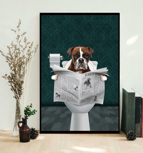 Boxer dog please sit yourself bathroom poster