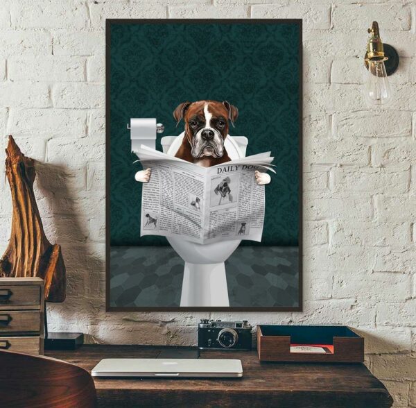 Boxer dog please sit yourself bathroom poster