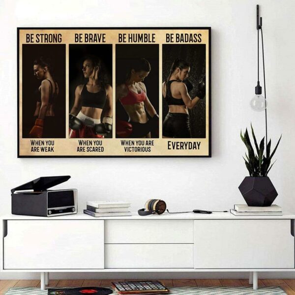 Boxing girl be strong when you are weak be brave when you are scared horizontal canvas