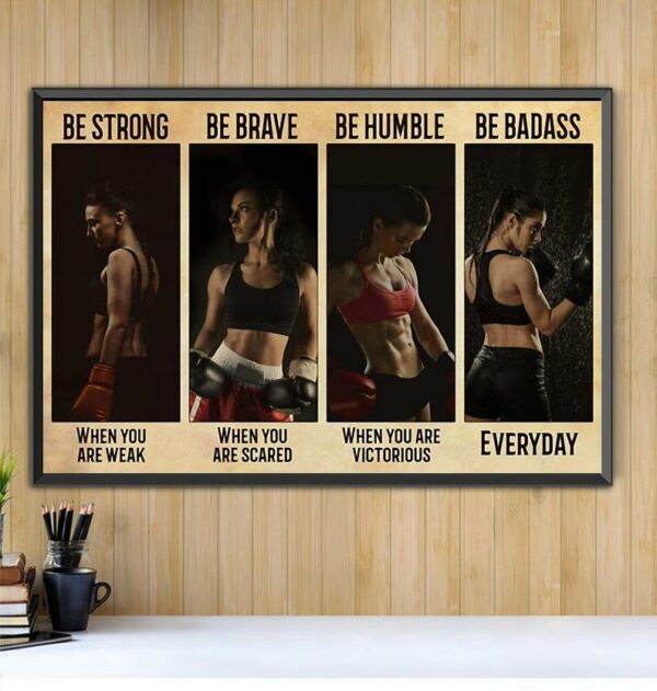 Boxing girl be strong when you are weak be brave when you are scared horizontal canvas