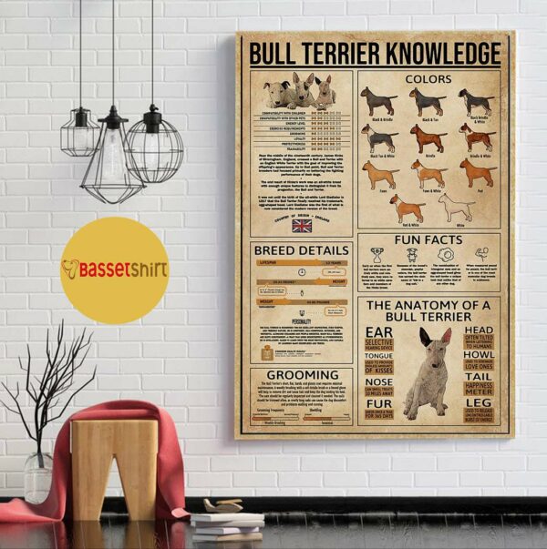 Bull Terrier Knowledge vertical canvas