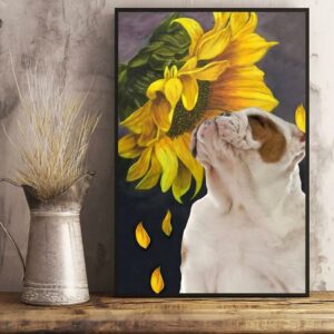 Bulldog Sunflower poster canvas