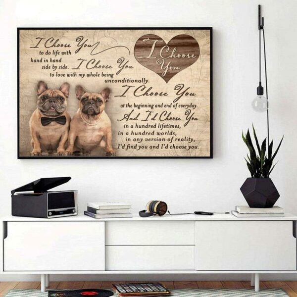 Bulldogs I choose you to do life with hand in hand side by side canvas