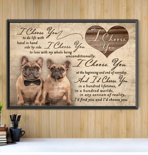 Bulldogs I choose you to do life with hand in hand side by side canvas