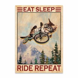 Cat Eat Sleep Ride Repeat Canvas, Poster