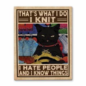 Cat I Knit I Hate People And I Know Things Canvas, Poster