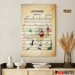 Chef Louis The Litte Mermaid Les Poissons Sheet Music Poster Canvas