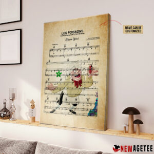 Chef Louis The Litte Mermaid Les Poissons Sheet Music Poster Canvas 2