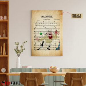 Chef Louis The Litte Mermaid Les Poissons Sheet Music Poster Canvas 4