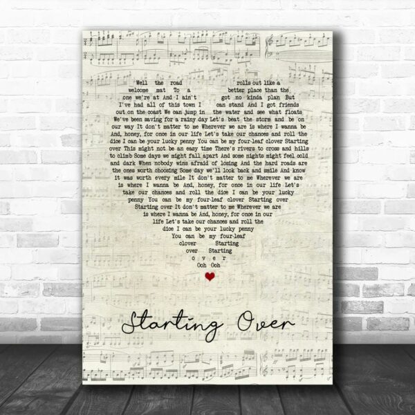 Chris Stapleton Starting Over Script Heart Song Lyric Music Poster Canvas