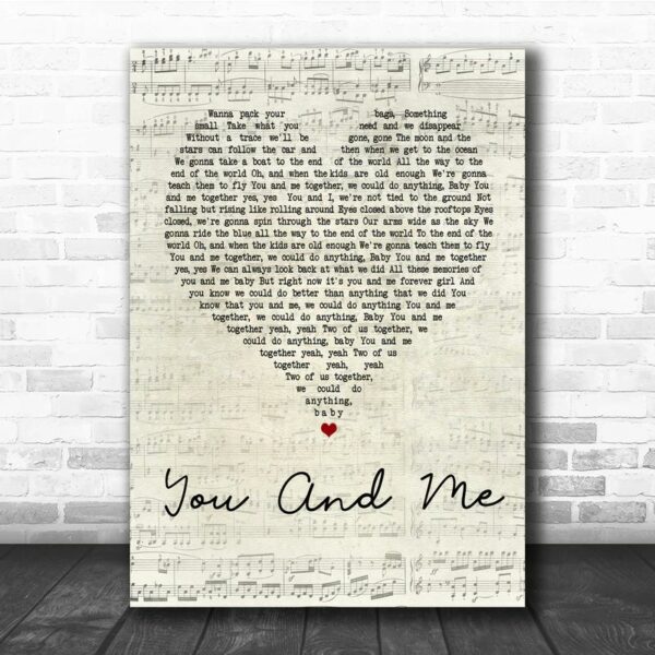 Dave Matthews Band You And Me Script Heart Song Lyric Quote Poster Canvas