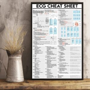 ECG Cheat Sheet Cardiologist Poster Canvas 3